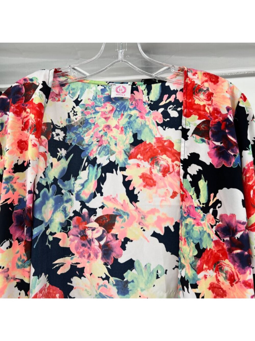 Wanna B Womens Floral Open Front Top 3/4 Sleeve Lightweight Size XL - Picture 2 of 9